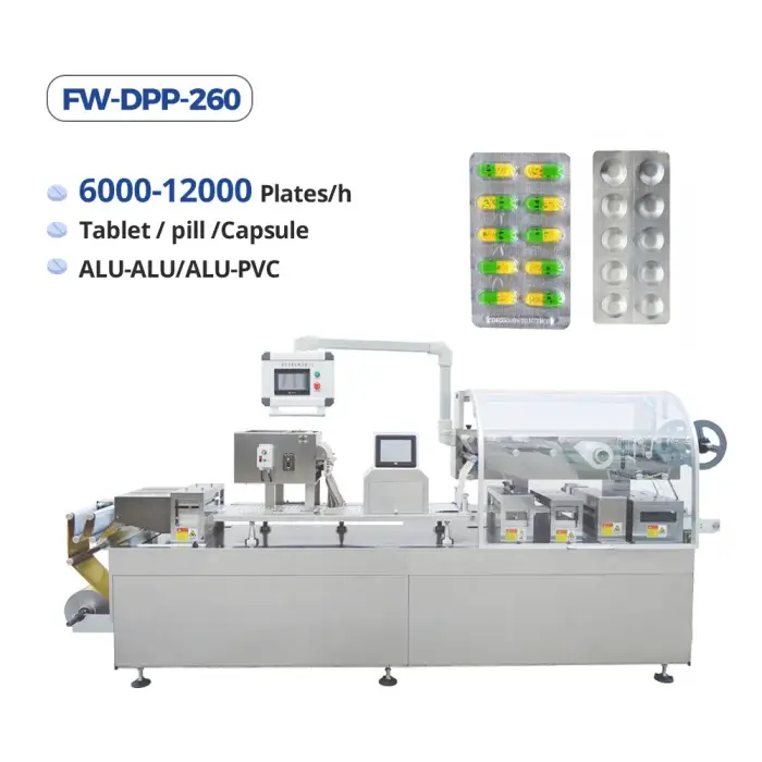 FW-DPP-260 High-efficiency blister packaging machine for pharmaceutical and food industries, supporting mass production