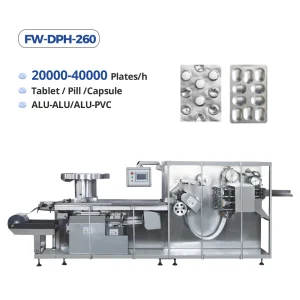 FW-DPH-260 high-speed roller and plate blister packaging machine for tablets and capsules, ALU-PVC and ALU-ALU, 40000 plates per hour